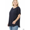 thumbnail image 2 of Zenana Plus Size Round Neck Heavy Woven Boat Neck Rolled Short Sleeve Blouse Top, 2 of 3