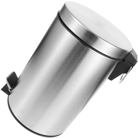 Minkissy Stainless Steel Silver Foot Pedal Trash Can  1Pcs for Bedroom Living Room