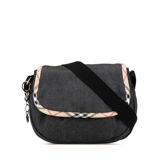 Pre-Owned Burberry Nova Check Crossbody Shoulder Bag in Black and Beige Denim for... (Good)