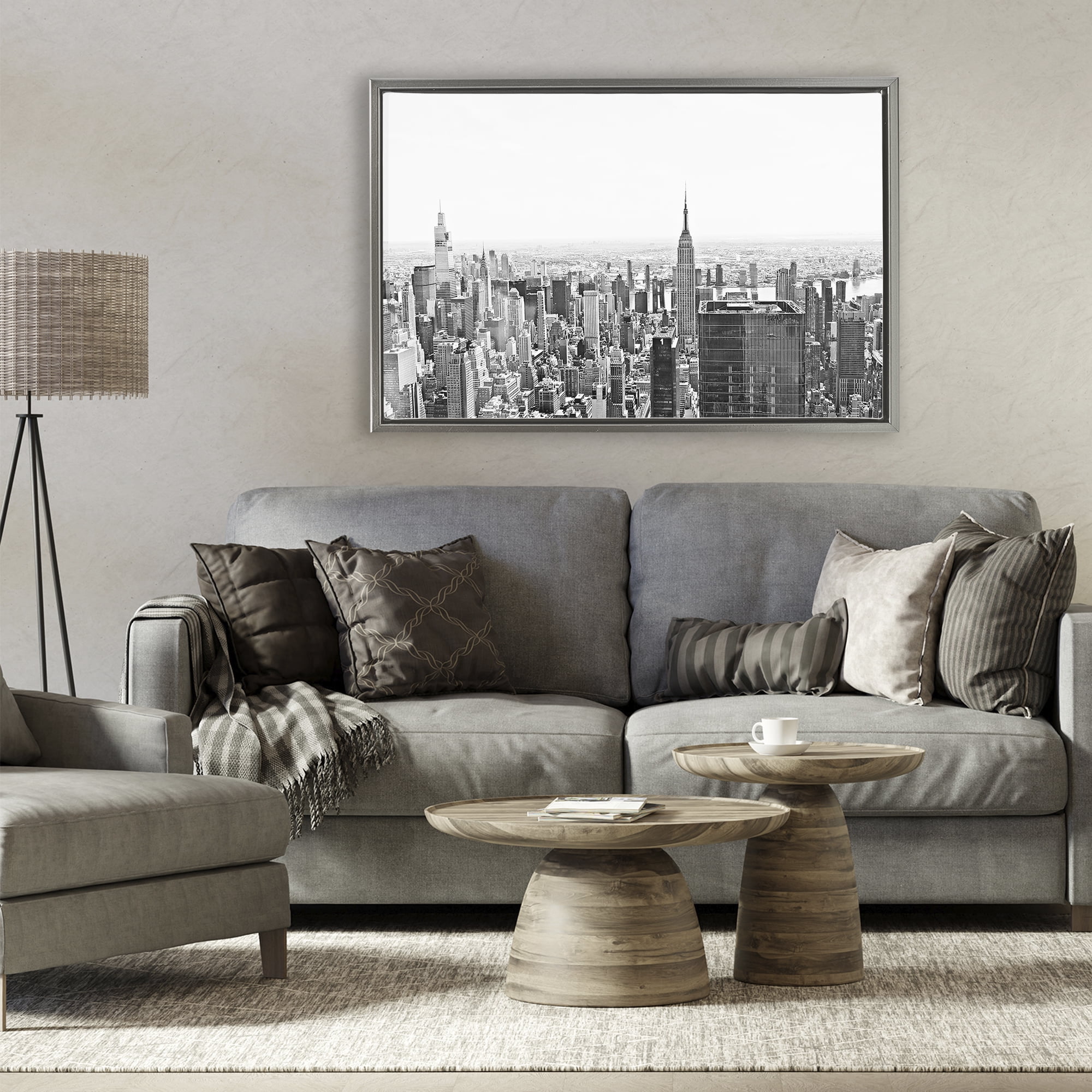 Stupell Industries New York City Scape View Gray Framed Floater Canvas Wall Art, design by Kali Wilson