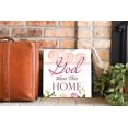 thumbnail image 3 of Bless This Home Soft Pink Floral 12 x 12 Wood Wall Sign Plaque, 3 of 4