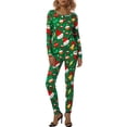 thumbnail image 1 of KOMOO Women Long Sleeve Christmas Bodysuit Button Pajamas Romper Bodycon Sleepwear Jumpsuit for Fall Winter, 1 of 9