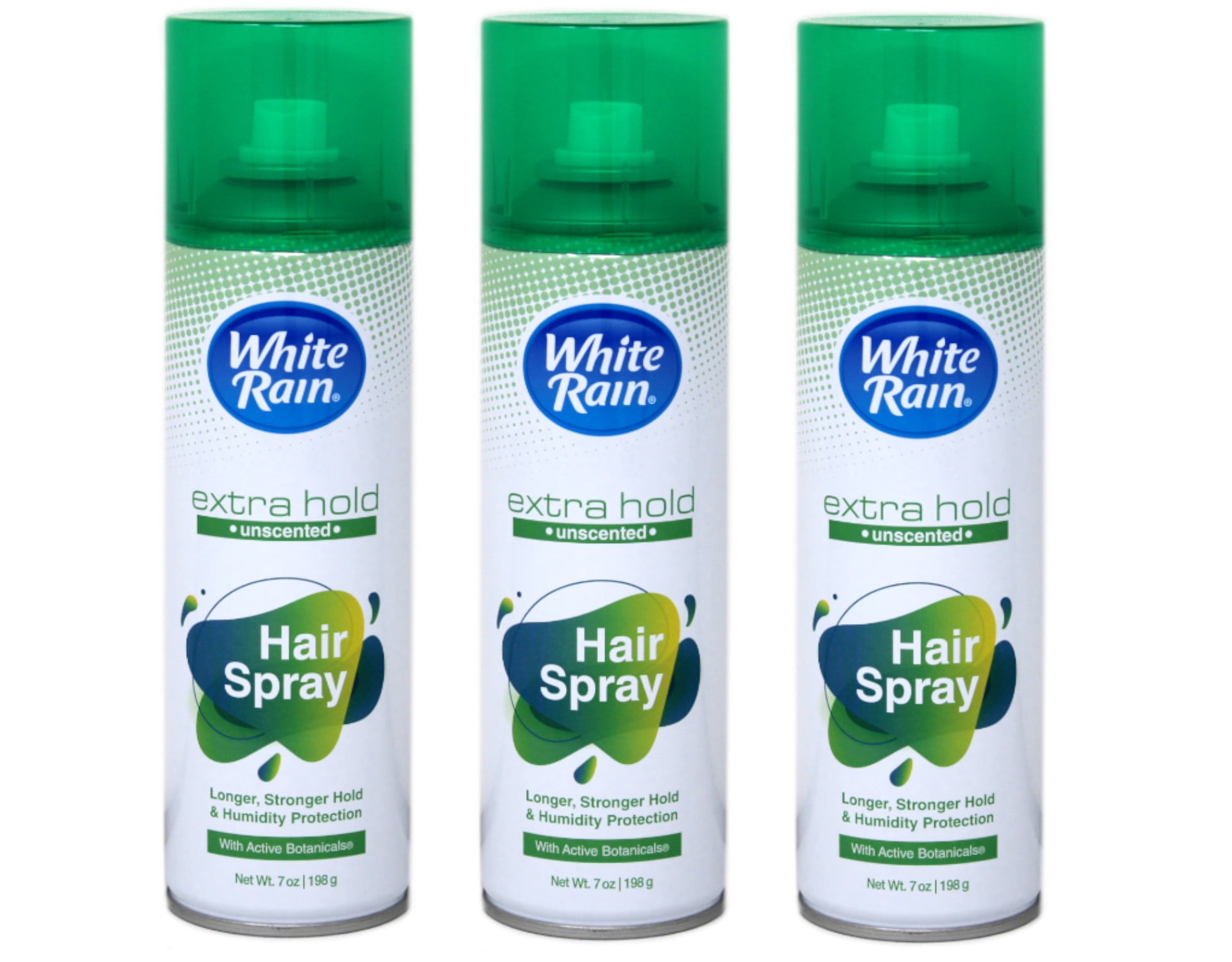 3 Pack White Rain Aerosol Hairspray Unscented Extra Hold 7.0oz Each