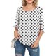 thumbnail image 1 of Qarigey Camisa de mujer Estampado de media manga Top Camisa de mujer Estampado de medio cuello Blusa informal Prendas para la parte del cuerpo Manchas negras blancas S, 1 of 5