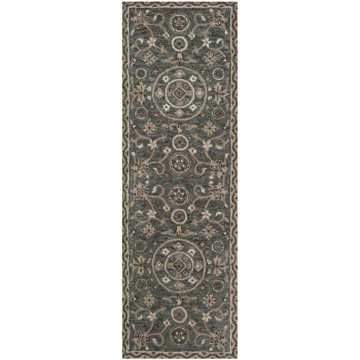 SAFAVIEH Bella Leah Medallion Traditional Wool Area Rug, Grey/Taupe, 5' x 8'
