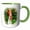 Green/White, variant on 3drose, Beautiful Red Cardinal on Fence Vignette, 11oz Two-tone Red Mug