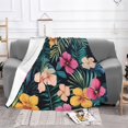 thumbnail image 3 of Couverture en Flanelle Florale Fleurs d'Hibiscus Colorées Couverture Jetée Belle Florale, 3 of 8