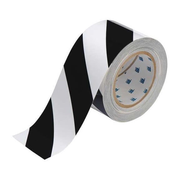 Brady Floor Tape,Black/White,3 inx100 ft,Roll 104349