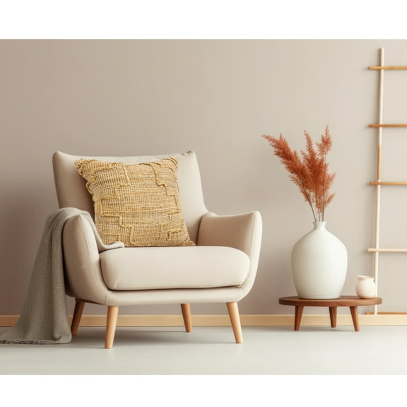 Ox Bay Nel 22" x 22" Tan Woven Medallion Geometric Jute Adult Decorative Throw Pillow Cover