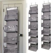 Over-The-Door 4-Tier Hanging Pantry Organizer with Clear Plastic Pockets, Large Capacity Space-Saving Storage for Kitchen, Bathroom, Closet, Bedroom,1PC-Grey