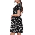 thumbnail image 2 of Fotbe Black White Leaves Vestido Largo de Moda para Mujer, Vestido Tipo Camiseta con Manga Corta y Estilo Casual a Rayas y Bloques de Color, 2 of 6