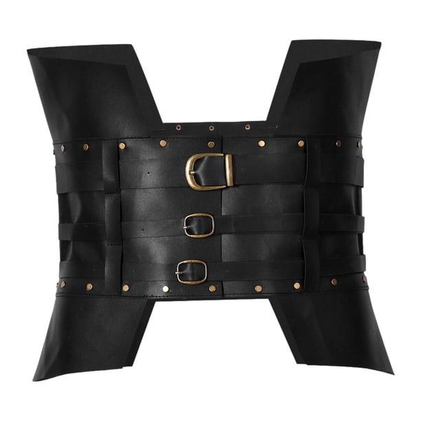 Cinturón ancho medieval, banda para la cintura, accesorio gótico para cosplay, estilo retro. Negro