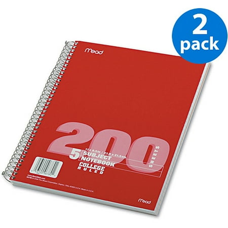 Mead 5-Subject College-Rule Spiral Notebook, 2-pack