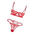 thumbnail image 1 of Conjunto de lencería de encaje para mujer, ropa interior con encaje floral, sujetador y braguita transparentes con aros METRO, 1 of 9