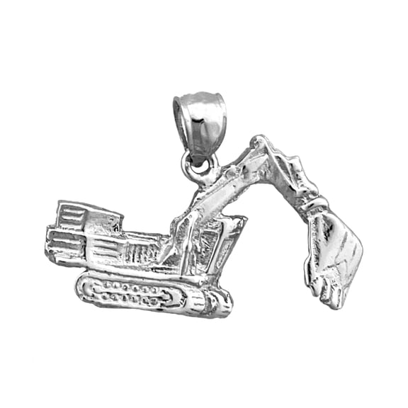 Rhodium Plated 925 Sterling Silver Excavator Charm