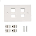 thumbnail image 1 of Placa de pared Ethernet de 4 puertos Cat6, ahorra espacio, buena fijación, placa de pared de Internet con tornillos para oficina en casa., 1 of 14