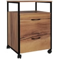 thumbnail image 1 of Rustic Brown & Black Industrial Filing Cabinet - 26.2" Tall, 2 Drawers, Open Shelf, Mobile Printer Stand for Home Office & Workspace Storage, 1 of 7