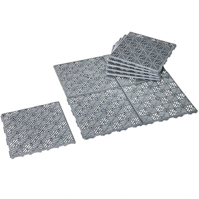 Baldosas de polipropileno gris para pasarela de la colección Lakeside de 18 x 20 cm, para patio, 10 piezas