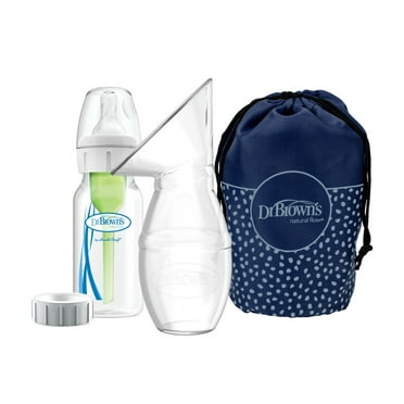 Dr. Brown's 100% Silicone One-Piece Breast Pump, Hands-Free, 4 oz Baby Bottle, Lid & Travel Bag