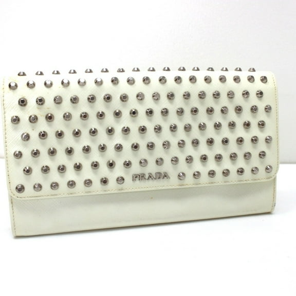 Pre-Owned PRADA Wallet bag Bag Clutch wallet Long Wallet White (Good)
