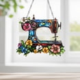 thumbnail image 2 of HuiXinOu Sewing Machine Acrylic Wall Decor, Flat Hanging Craft Room Art, Gift for Tailor, Seamstress, 8 Inch Decorative Pendant with Ribbon, 2 of 6