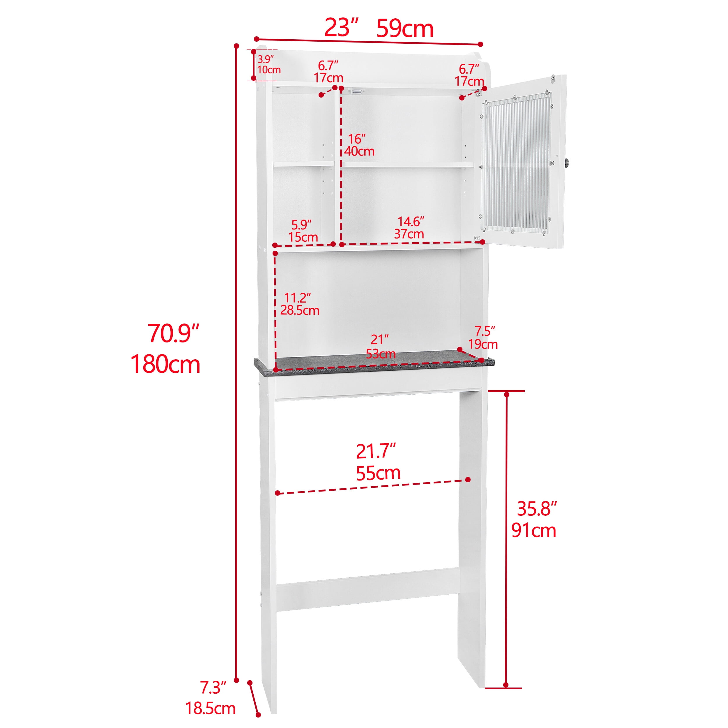 HomGarden Over The Toilet Storage Bathroom Cabinet Adjustable Organizer 7.3-in Width, White