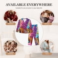 thumbnail image 7 of Gukieu Rainbow Melting Ice Cream Print Women's Long Sleeve Pajama Set, Button Top Elastic Pocket Pajama Pants Two Piece Set Home Wear-Medium, 7 of 7