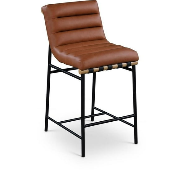 Meridian Furniture Tabouret de Comptoir en Cuir Végétalien Burke Cognac
