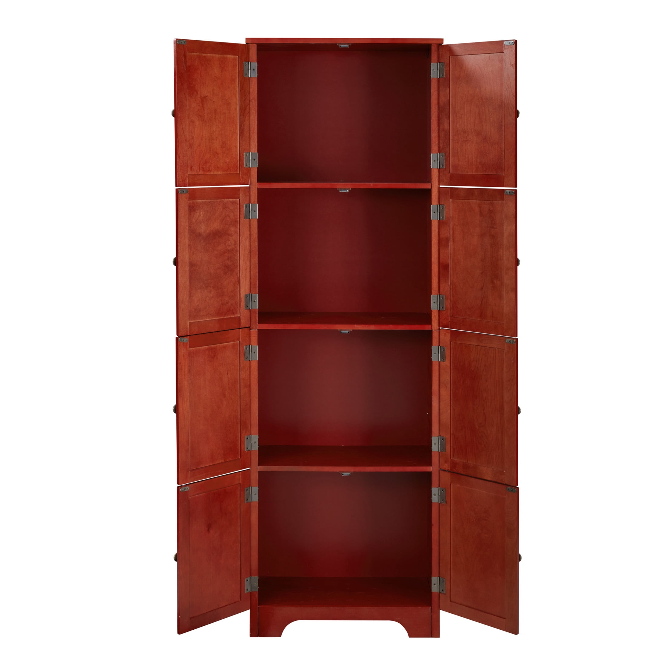Noble House Vandal 72.4" Tall Storage Cabinet, 8-Door Freestanding Pantry Bookshelf with Shelves, Kitchen, Cherry