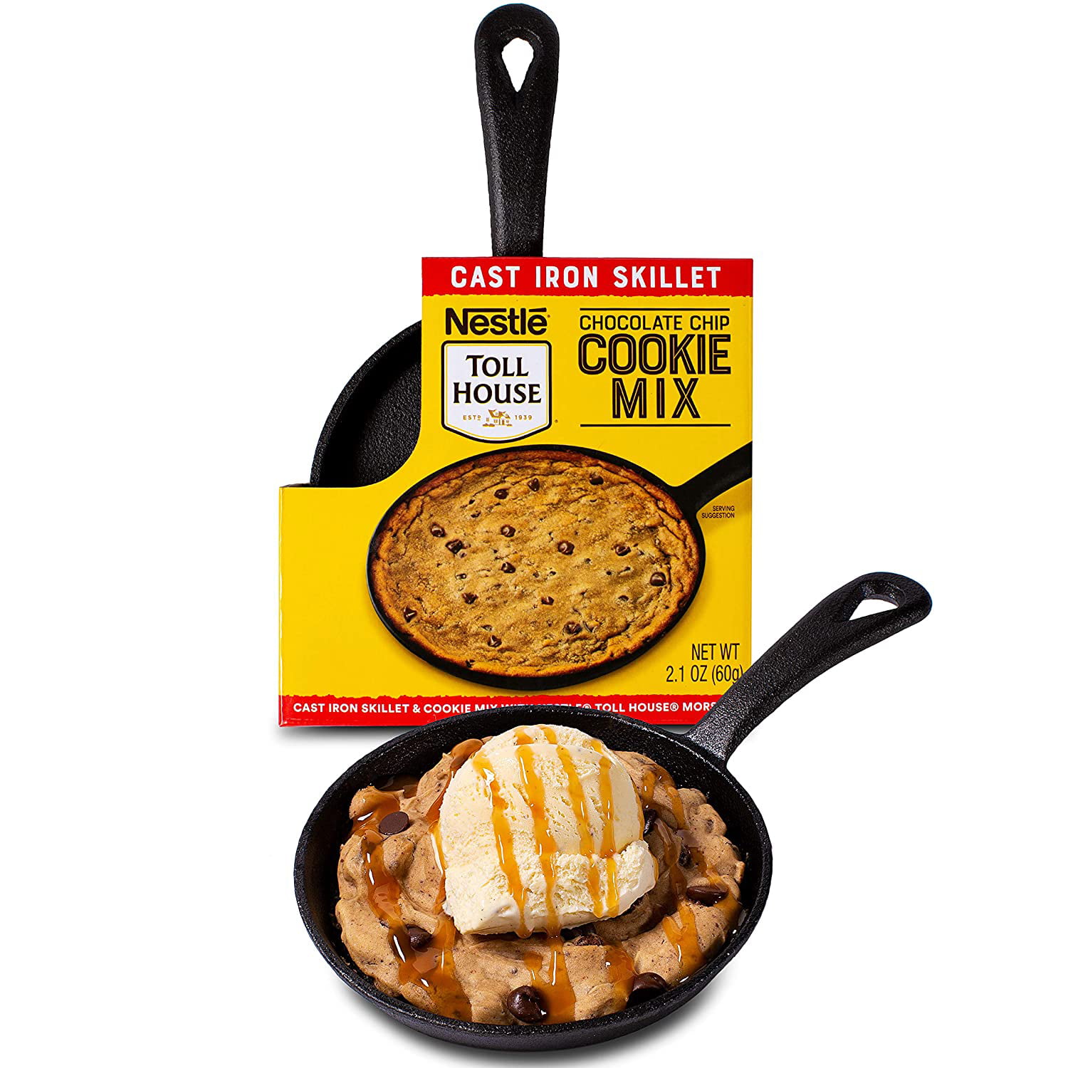 Thoughtfully Gourmet, Cookie Skillet Baking Kit, Made with Nestle Chocolate  Chips, Gift Set Includes Single Serve Chocolate Chip Cookie Mix and  Reusable Small Cast Iron Skillet