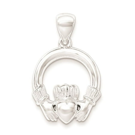 925 Sterling Silver Claddagh Polished Open-back Charm Pendant