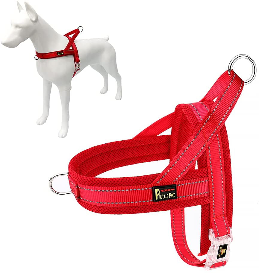 Didog Step-in Dog Harness,No Pull Dog Harness with Soft Breathable Air Mesh,Reflective Escape Proof Harness with Safety Buckle for Medium Large Dogs,Red,Medium Size