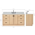 thumbnail image 3 of Ariel Kelly 67 Inch Single Rectangular Sink Bathroom Vanity With Italian Carrara Marble Countertop 1.5 Inch Edge In Oak, 3 of 12
