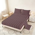 thumbnail image 2 of Manfei Geometric Stripe Bed Sheets, Black Pink Minimalist Fuul Size Sheets, Pink Reversible 4 Pieces1 Flat Sheet + 1 Fitted Sheet + 2 Pillowcases, 2 of 6