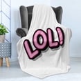 thumbnail image 4 of LOL Soft Flannel Fleece Blanket, Retro Lettering with Shadows in Vintage Pop Art Style Chat and Messaging, Cozy Plush for Indoor and Outdoor Use, 60" x 80", Pink Pale Pink and Black, by Ambesonne, 4 of 5