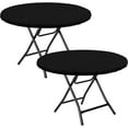 thumbnail image 1 of LAICAIW 2 Pcs Nappe Ronde Ajustée, Nappe Extensible Réversible Imperméable et Résistante aux Taches, Housse de Table Facile à Nettoyer pour Usage Extérieur/intérieur, Convient aux Tables Rondes jusqu'à 32 Pouces-36 Pouces de Diamètre, Noir, 1 of 7