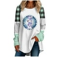 thumbnail image 2 of Ymikos Hauts pour Femmes en Liquidation, T-Shirt Décontracté à Manches Longues Imprimé Col Rond Ample, Blouse Verte, (S), 2 of 3