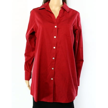 Foxcroft - Foxcroft NEW Red Womens Size 6 Long-Sleeve Collar Button ...