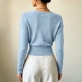 thumbnail image 7 of XUNKUSGA Sweaters for Women Fashion Wrap Cross V Neck Long Sleeve Knit Sweaters Classic Solid Color Slim Fit Pullover Sweaters Lightweight Soft Knit Tops for Women Sky Blue M, 7 of 7