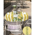 thumbnail image 5 of Outdoor Tablecloth with Umbrella Hole and Zipper 60R Summer Lemon Flowers Leaves Yellow White Stripes Table Cover for Round Tables Waterproof Tabletop Collection for Patio Garden Picnic Camping, 5 of 6