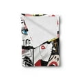 thumbnail image 2 of Feminine Soft Flannel Fleece Blanket, Fashion Girl in Sketch-style Illustration Glamour Modern Model Portrait Art Print, Cozy Plush for Indoor and Outdoor Use, 60" x 80", Black Red, by Ambesonne, 2 of 5