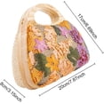 thumbnail image 2 of Women Straw Sequin Embroidered Flower Evening Handbag Clutch Purse Wooden Handle for Beach Holiday Party, 2 of 7
