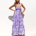 thumbnail image 2 of Vestido con estampado floral para mujer, sin tirantes, con hombros descubiertos, cintura alta, dobladillo con cinturón, costura, vestido largo de verano, 2 of 6