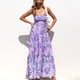 thumbnail image 3 of Women Floral Maxi Dress, Polyester Strapless Off Shoulder Floral Print Maxi Dress High Waist Skin Friendly Belted For Shopping, 3 of 6