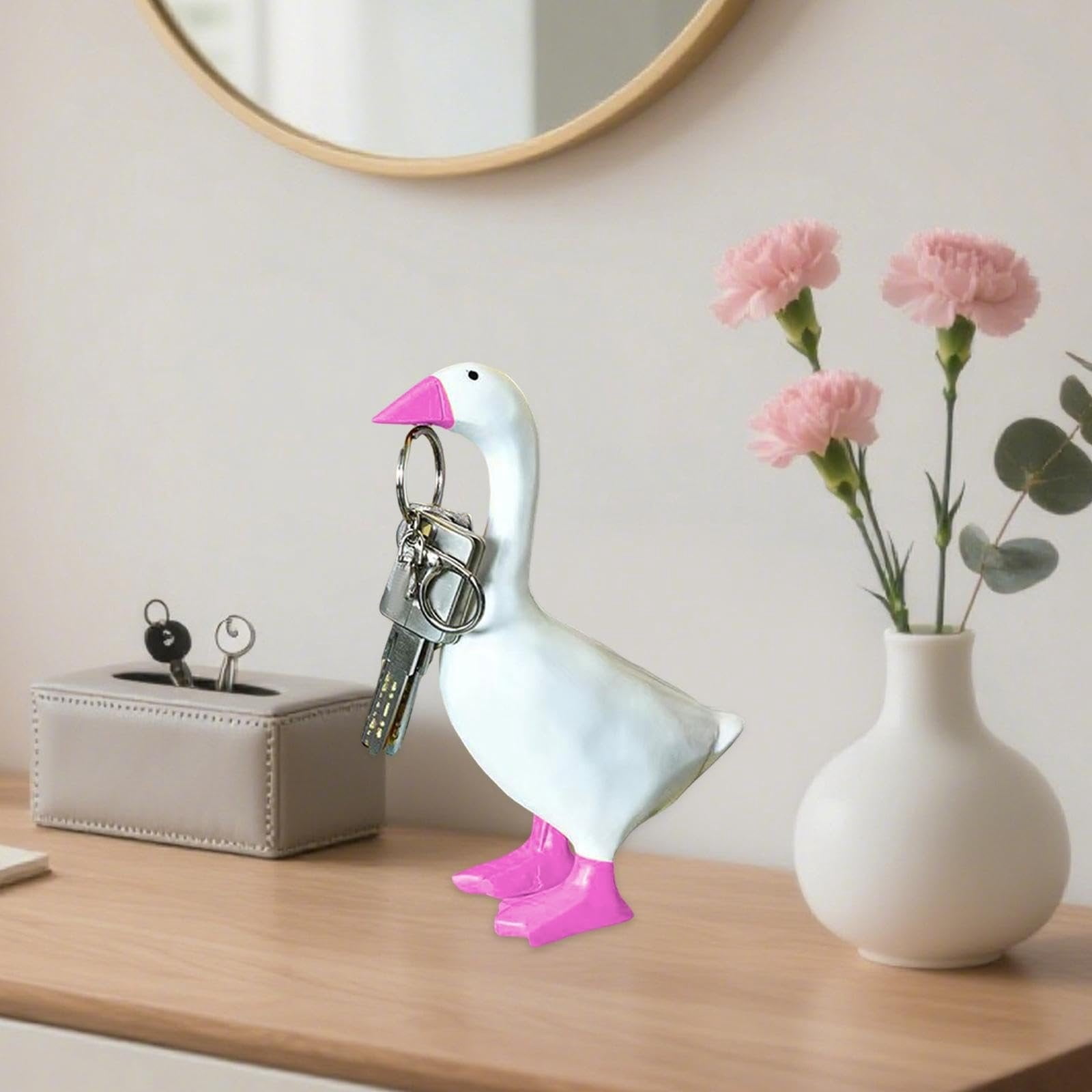 Porch Goose Statue Resin Duck Goose Decor for Backyard Decor, Garden Art & Outside Decor, Statues for Home Decor