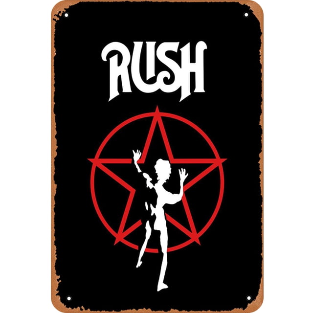 Placa Metal Vintage Rush Band Pintura Hierro Rectangular Arte La Pared 20x30cm