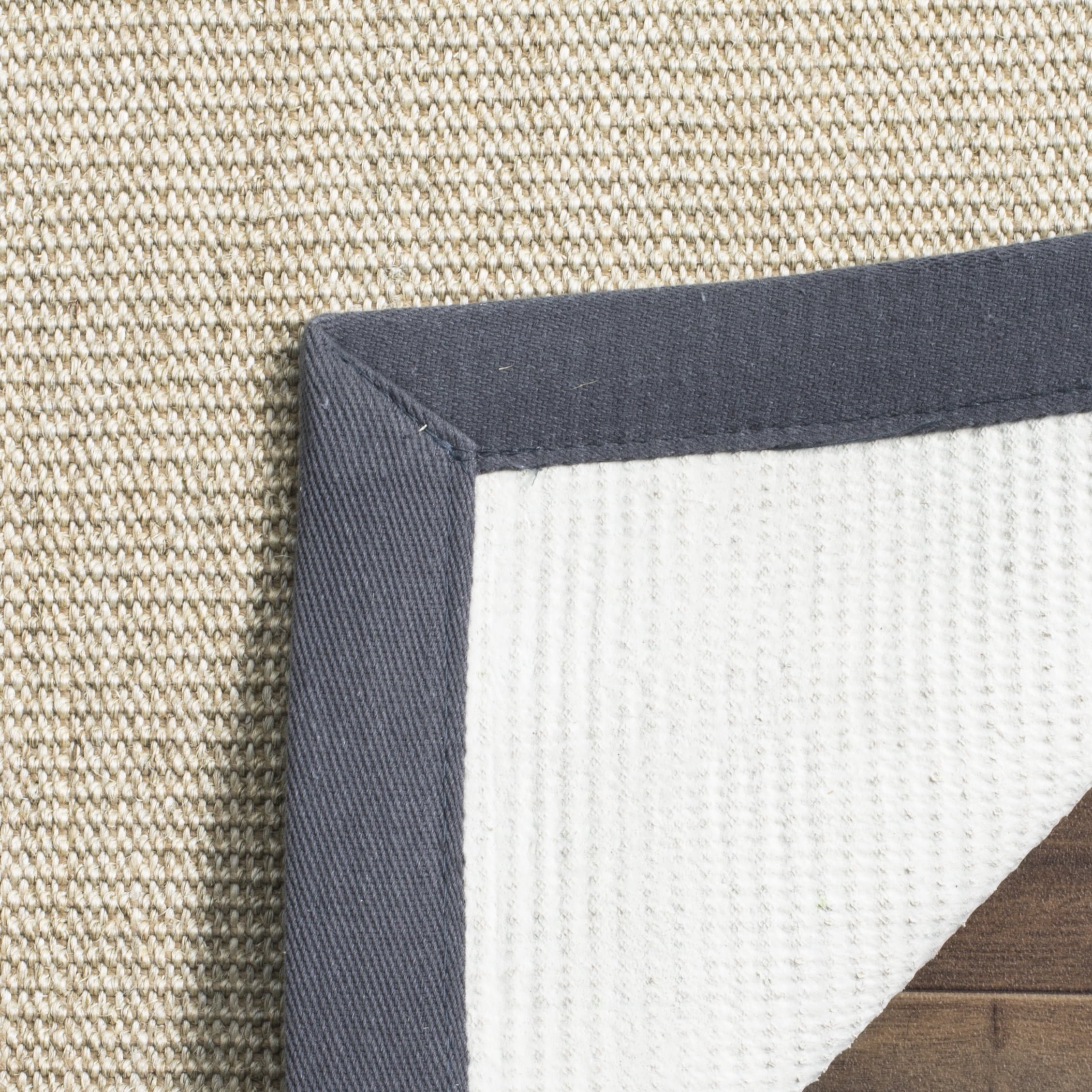 SAFAVIEH Natural Fiber Forrester Border Sisal Runner Rug, Marble/Grey, 2' x 14'