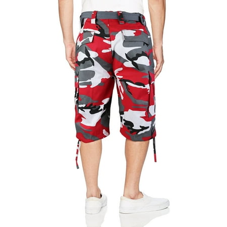 red camo cargo shorts