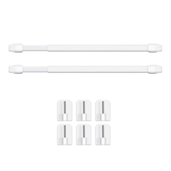 Fearlessin 2 Pieces Adjustable Curtain Rod Extendable Bars Pole Without Drilling Hanging Rods Self Adhesive for Home Bathroom Hotel