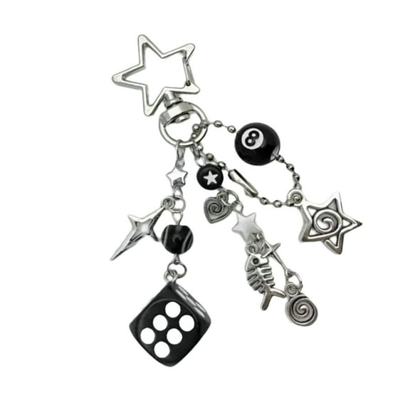 RYUJNDK Multipurpose Stylish Star Black 8 Keychain Portable Accessory for Collectors and Everyday Use As A Bag Charm Ornament